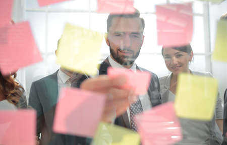bottom view.businessman reading notes on the tableの写真素材