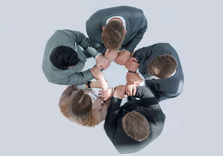top view .business team standing in a circleの写真素材