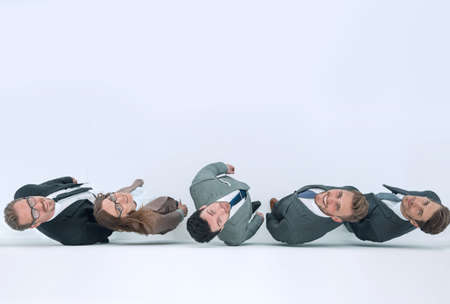top view.a group of business people looking at the camera