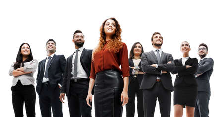 happy successful business team isolated on white backgroundの写真素材