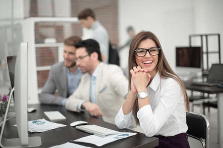 business woman sitting at the office Desk