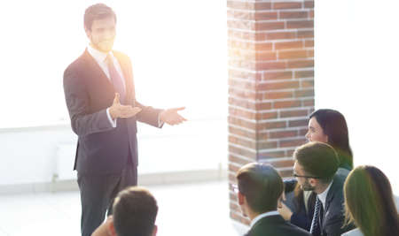 Business people group at meeting seminar presentation in brightの写真素材