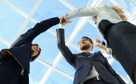 Successful business people handshaking closing a dealの写真素材