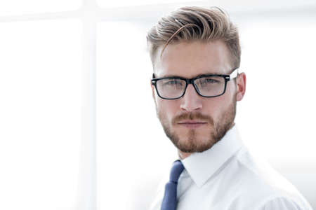 close up.portrait of a successful businessmanの写真素材