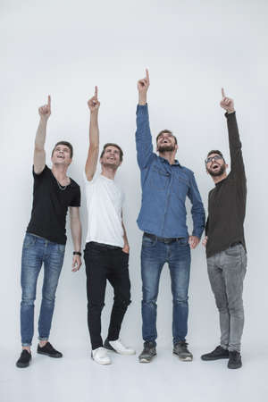 group of young people points upの写真素材