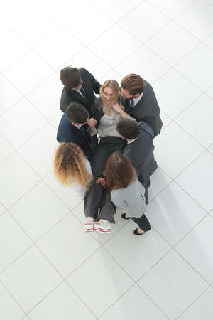 view from the top.business team shakes their head
