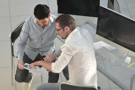 top view.the Manager and the client are talkingの写真素材