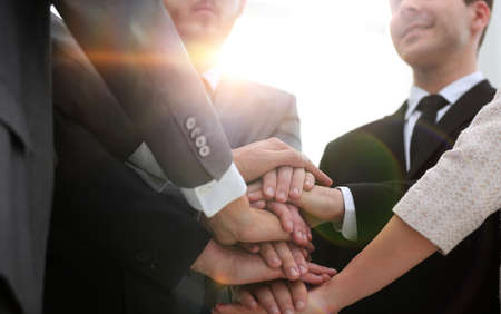 closeup. business team with hands clasped together