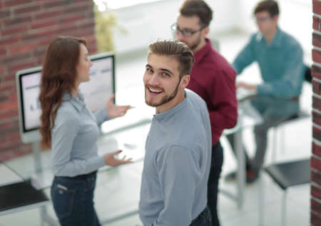 Business people discuss something at the meeting at the modern o