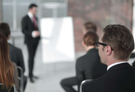 businessman holds a presentation of a new project