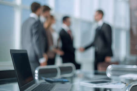 blurred image of a modern officeの写真素材