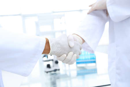 Medical gloves make shaking handsの写真素材