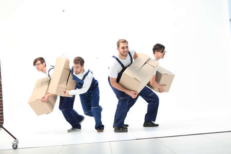 Movers in a hurry to do their job.の写真素材