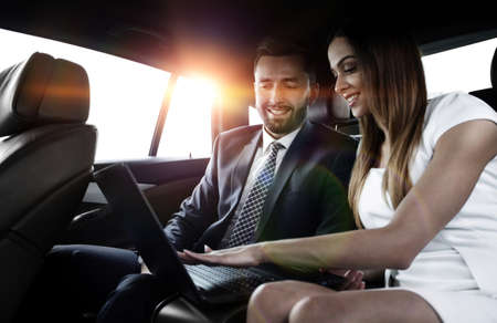 Business People Meeting Working Car Inside