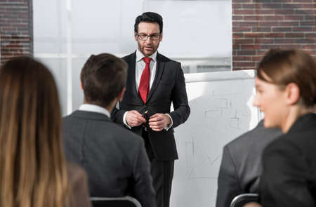 Stylish businessman doing a presentation