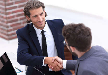 closeup. business handshake in an office.の写真素材