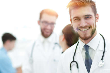 Portrait of friendly male doctor smilingの写真素材