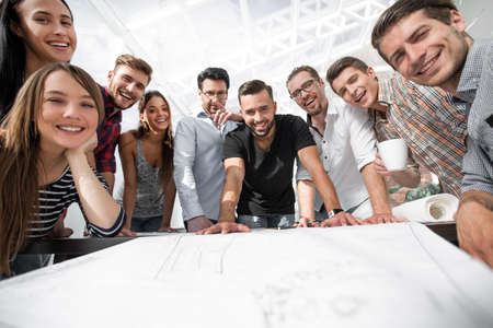 group of young architects working in collaborationの写真素材