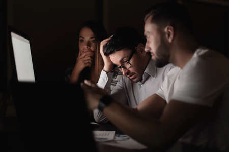 employees discussing business problemsの写真素材