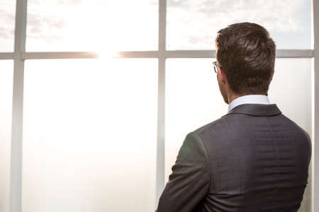businessman looking at copy space.
