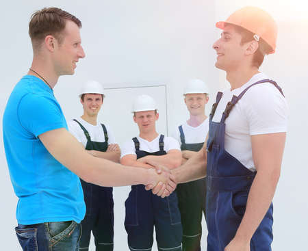 handshake of the architect and engineerの写真素材