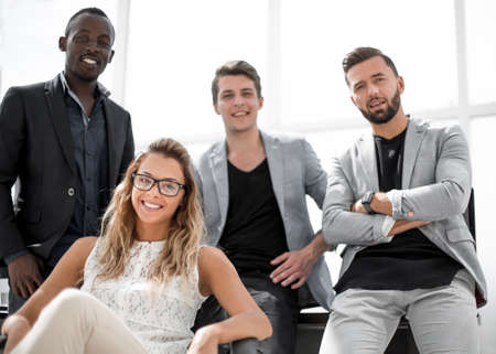 young business woman and employees in the workplaceの写真素材