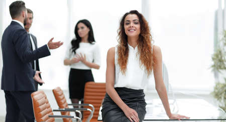 business woman on the background of business team