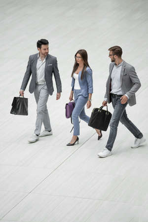 business people walking together
