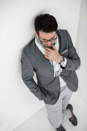 top view.modern business man looking at the camera.の写真素材