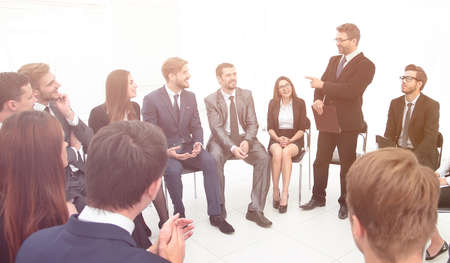 coach asks questions to the participants of the training.の写真素材