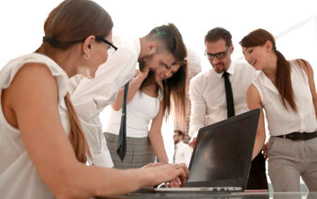 business team works in a modern office.