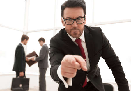 close up.angry Manager pointing at you.の写真素材