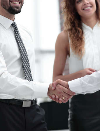closeup.welcome and handshake of business partnersの写真素材
