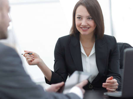 Business people working together at the desk in the office