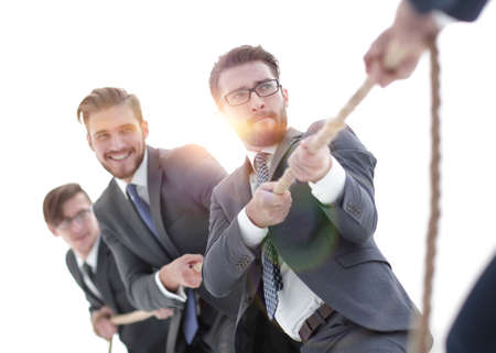 tug of war between confident business teams.の写真素材