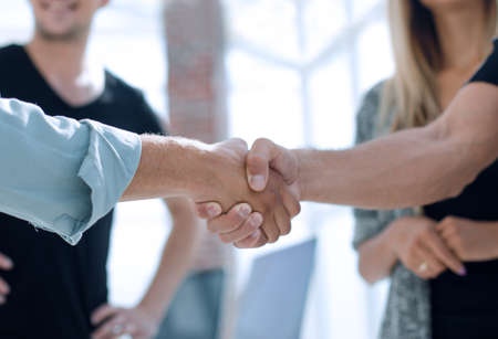 The businessman. Hand for a handshake. The conclusion of the tra