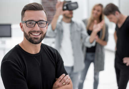 male software programmer testing a new app
