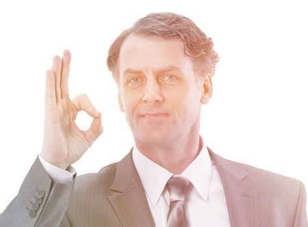 successful businessman, showing the gesture OK