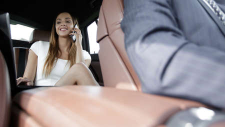 Business People Meeting Working Car Inside