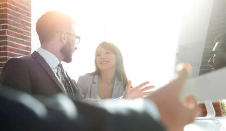 business background.business team talking at their Deskの写真素材