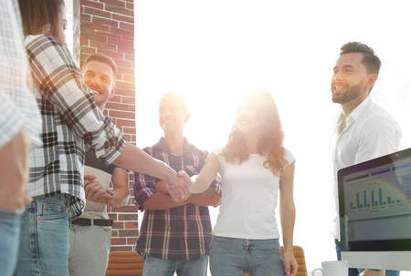 handshake of young peopleの写真素材