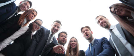 concept of team building.business team standing forming a circleの写真素材