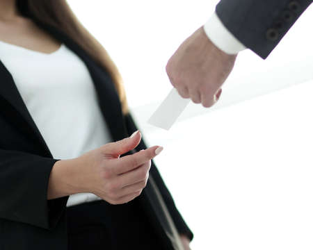 Exchange business card for first time meetの写真素材