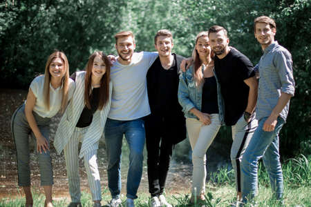 young business team spends free time togetherの写真素材