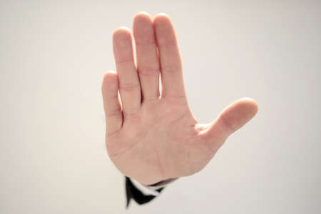 close up. businessman showing a gesture of victory.
