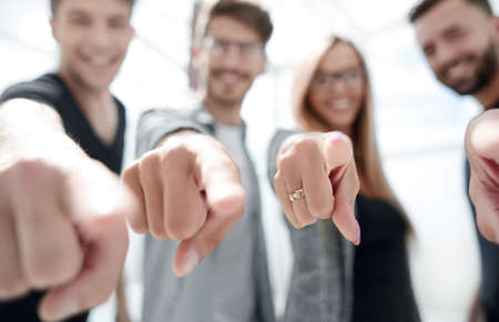 Handsome peoples pointing his finger to youの写真素材