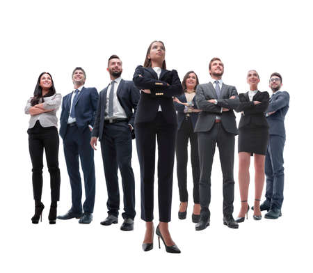 happy successful business team isolated on white backgroundの写真素材