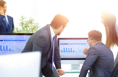 Businessmen who work and own business graphicsの写真素材