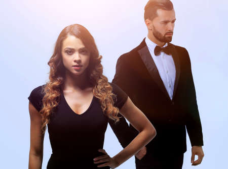 serious young business woman and stylish manの写真素材