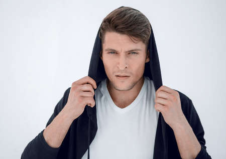close up.the modern guy in the hood.の写真素材